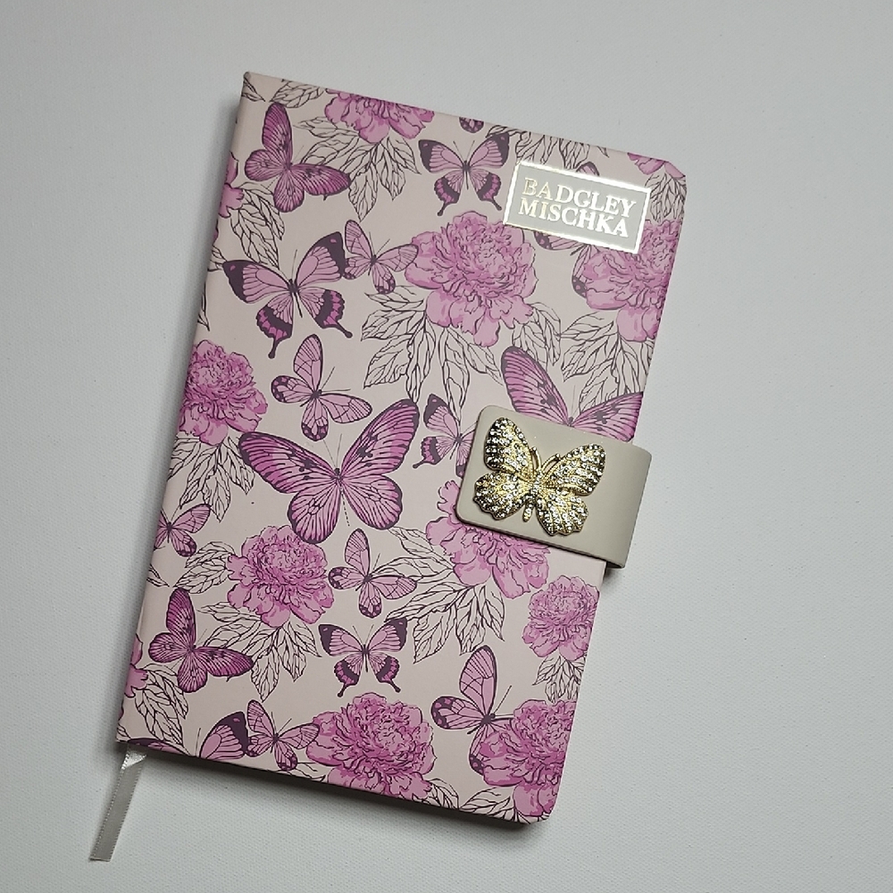Badgley Mischka Pink Floral Butterfly Notebook